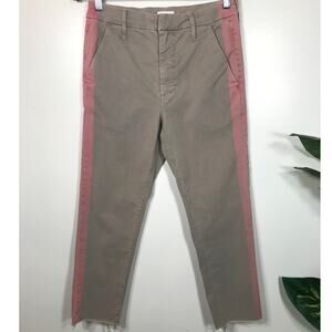 Mother Denim Womens 25 The Shaker Prep Fray Tan Pink Racing Stripe Soft Girl